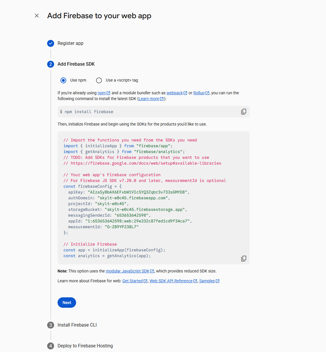 Firebase SDK konfiguration